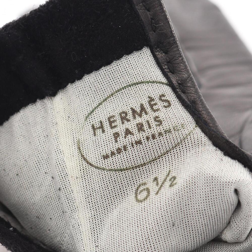 Hermes Medor Leather Gloves for Women, GP (Gold Plated), Black/Gold Tone - Picture 3 of 8